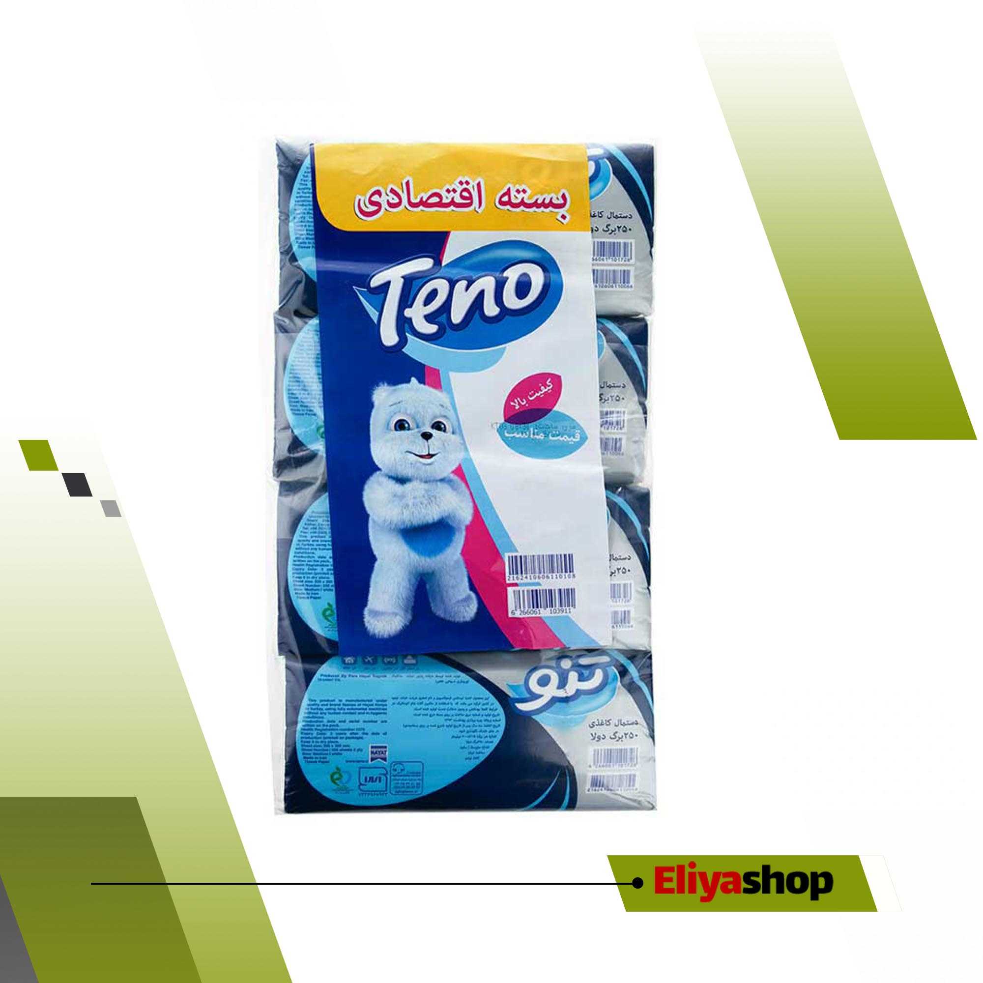  دستمال کاغذی 250 برگ تنو مدل Soft بسته 8 عددی 