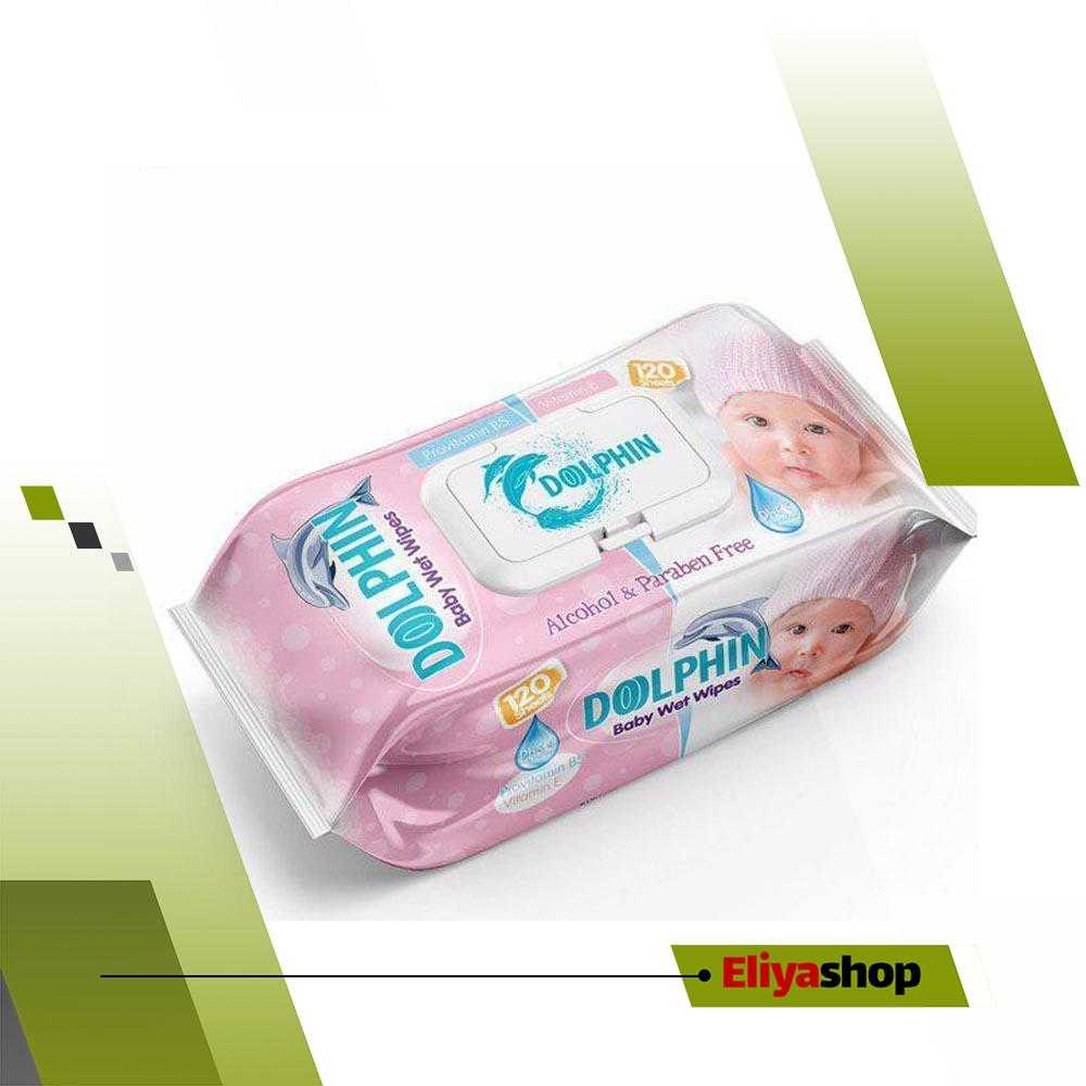 دستمال مرطوب کودک دلفین مدل B5 بسته 120 عددی